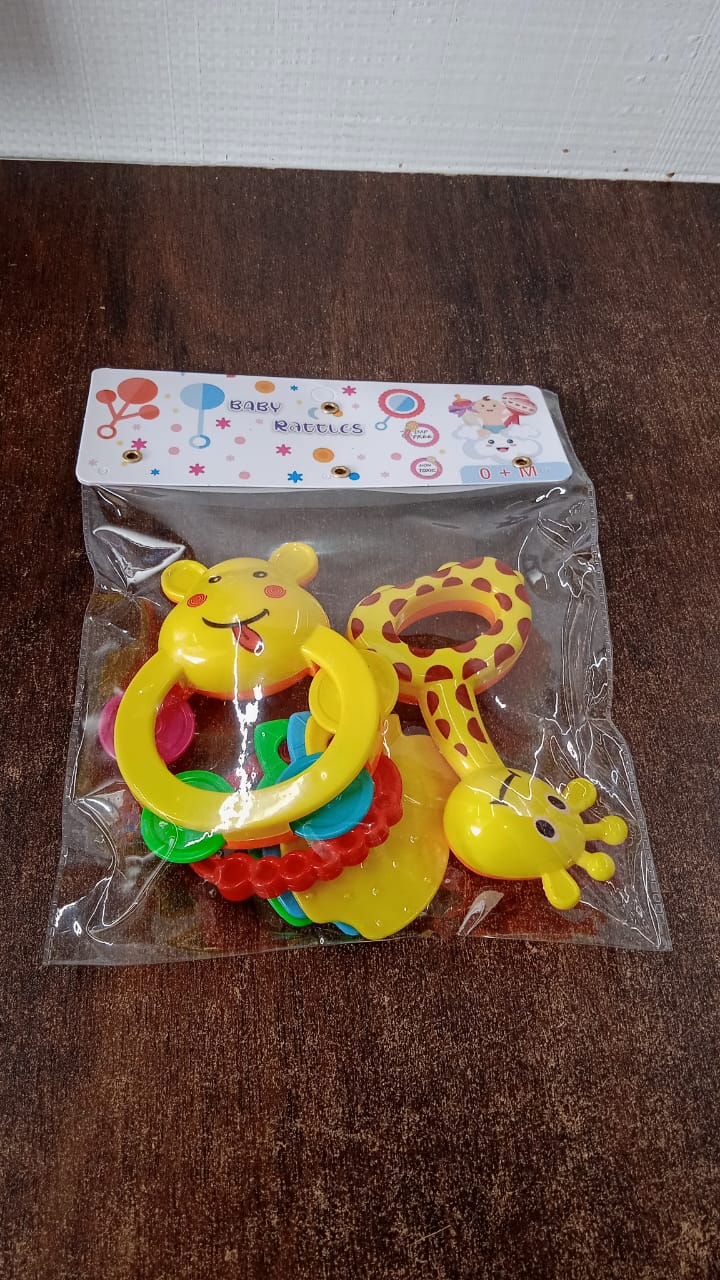 3 Pcs Set Colorful Animal Shape Baby Rattle Toy 3 Pcs Set Colorful Animal Shape Baby Rattle Toy